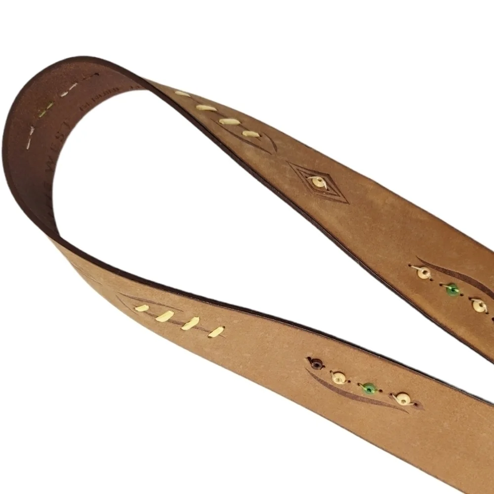 NINE WEST genuine leather beaded belt
